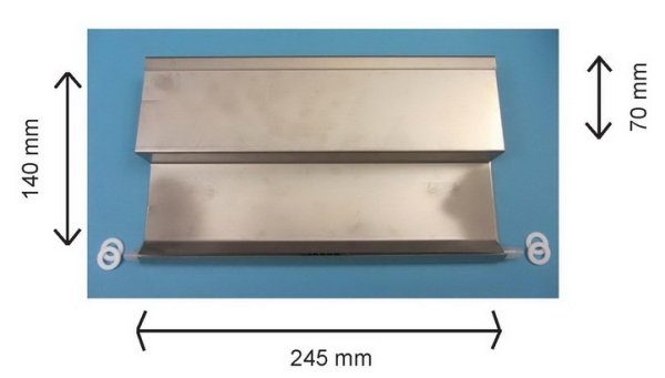 GFK Skimmerklappe aus Edelstahl komplett mit Achse, 245 x 140 mm